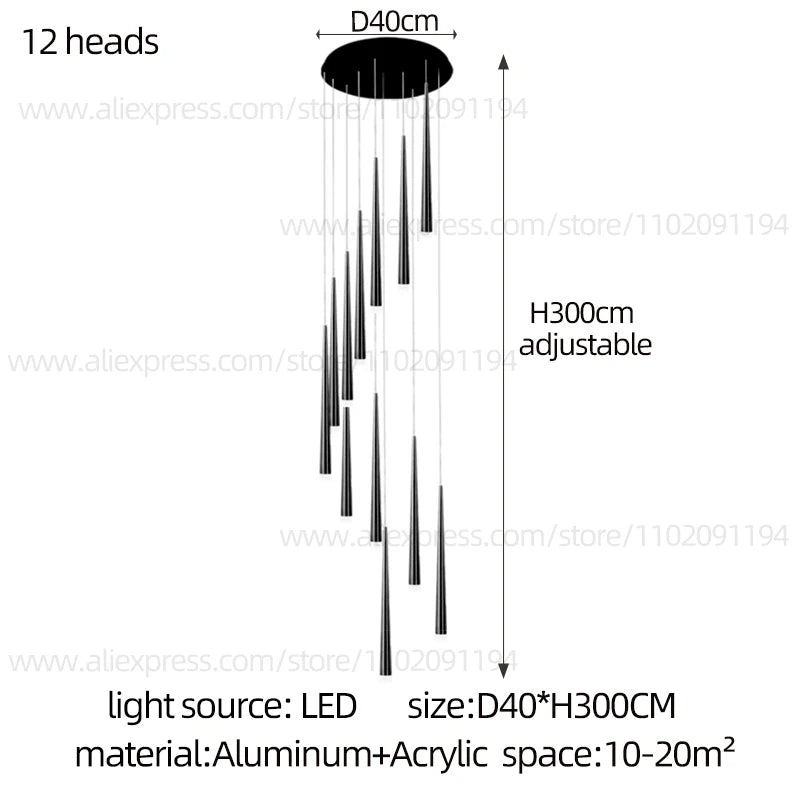 Modern Long Stairs Chandelier Living Room Attic Ceiling Light Home Decoration Pendent Lamp Dining Room Decoration Pendant Light