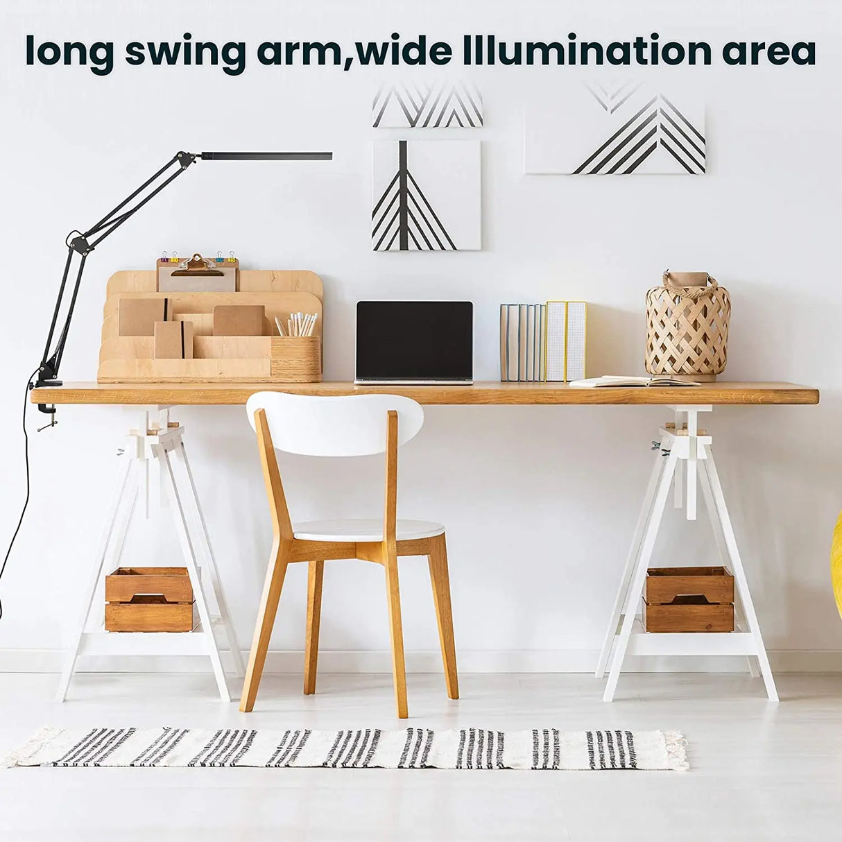 LED Desk Lamp With Clip, Desk Lamp With Eye Care, Office Light With Adjustable Brightness 3 Lighting Modes, 10 Brightness