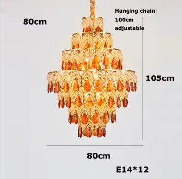 Postmodern K9 Crystal Peacock Chandelier - Luxury Golden LED Ceiling Light