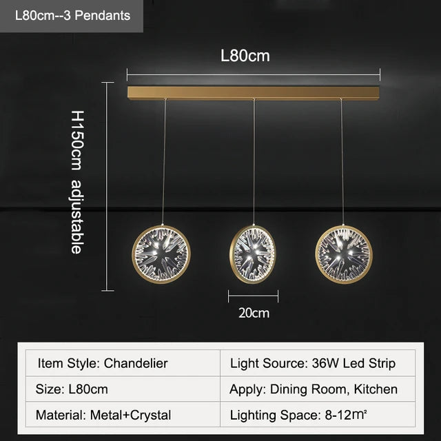 Modern Lustre Crystal Pendant Lamp for Living Room Kitchen Dining Room Bedroom Hall Circle Ring LED Chandelier Lighting Fixture