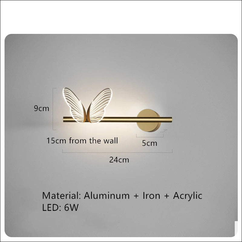 Nordic Luxury Butterfly LED Lights High Quality Bedside Lamp for Bedroom Restaurant Living Room Decoration Acrylic Chandelier