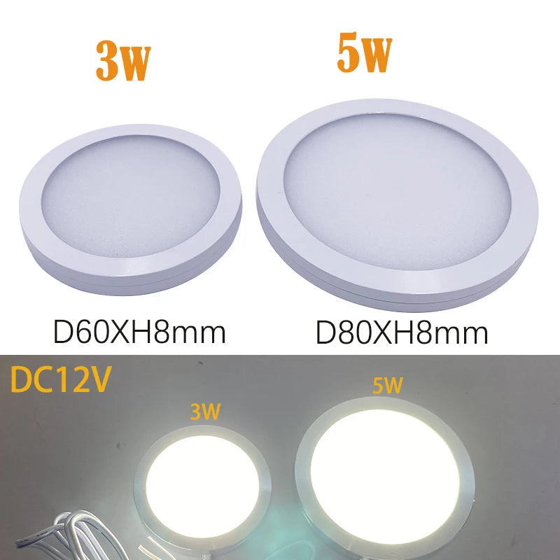12V Ultra-Thin LED Campervan Interior Light (3W / 5W) - Mini Recessed Downlight for Caravan, RV & Cabinets