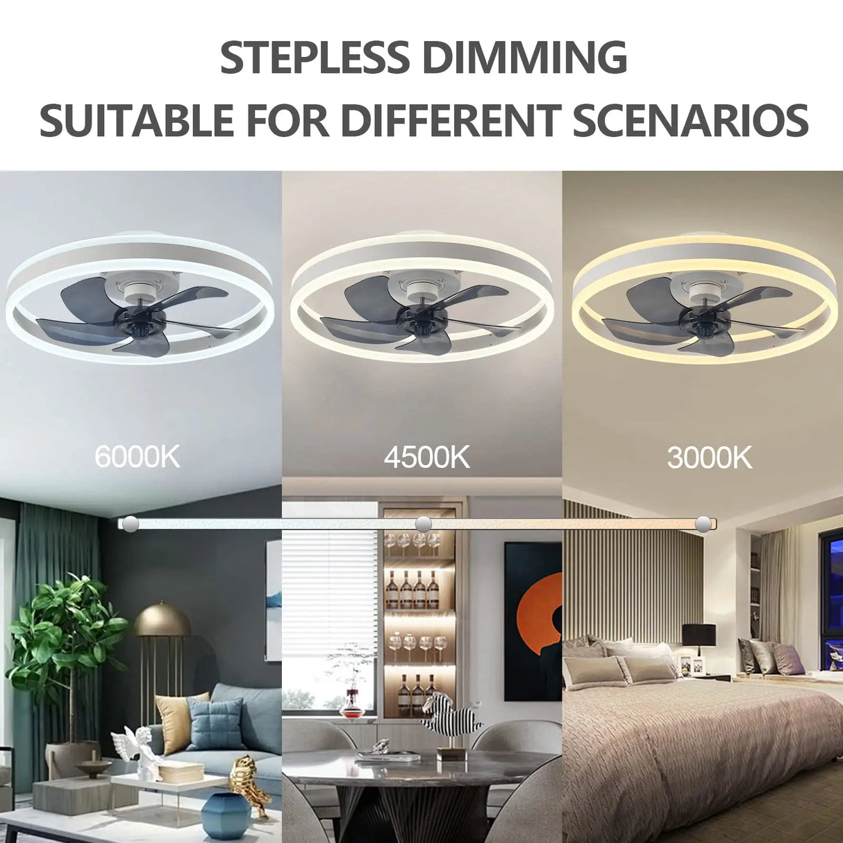 Silent & Stylish LED Ceiling Fan With Remote Control - 6-Speed, 60W Reversible Fan For Bedroom, Study, Restaurant, And More!