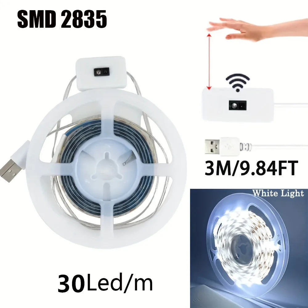 Hand Scan Sensor LED Strip Lights - USB Powered Dimmable Under Cabinet Light