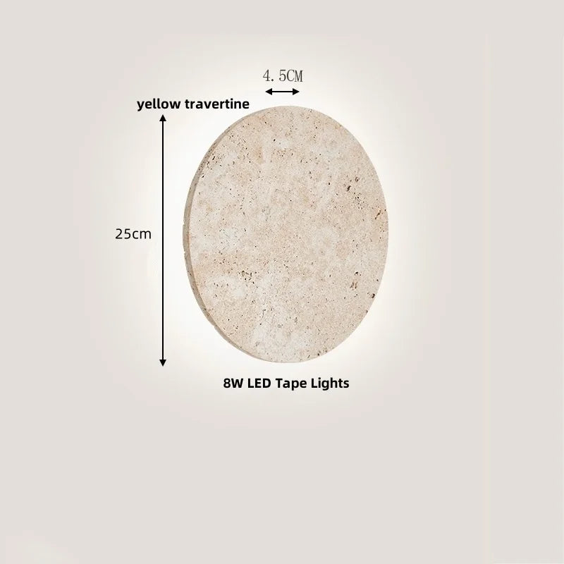 IWHD Home Decor LED Wall Light Fixture Coffee Corridor Living Room Nordic Modern Column Yellow Travertine Stone Wall Lamp Sconce