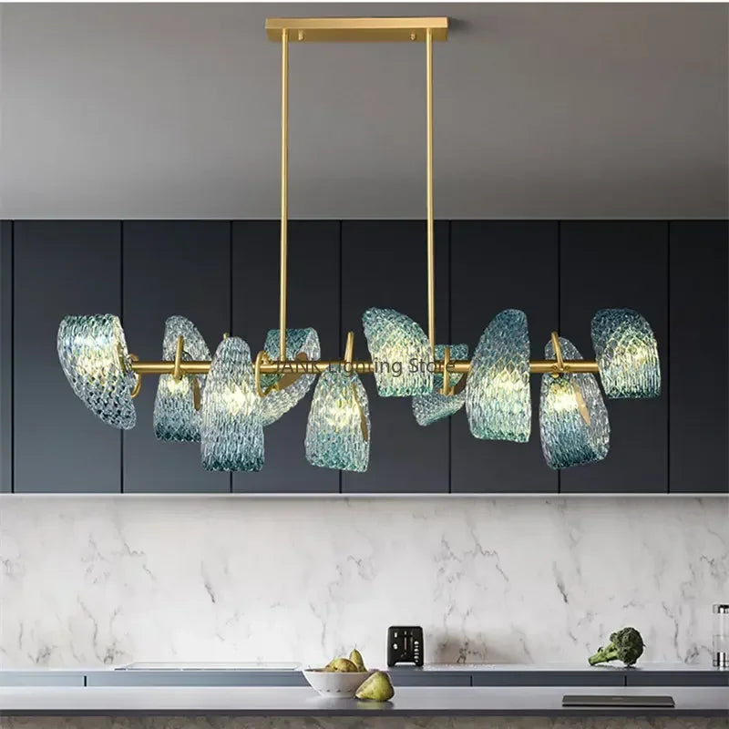 Modern Creative Blue Glass LuxuryLED Pendant Lamp Corridor Bedroom Living Room Restaurant Kitchen Chandelier Home Decor Lighting