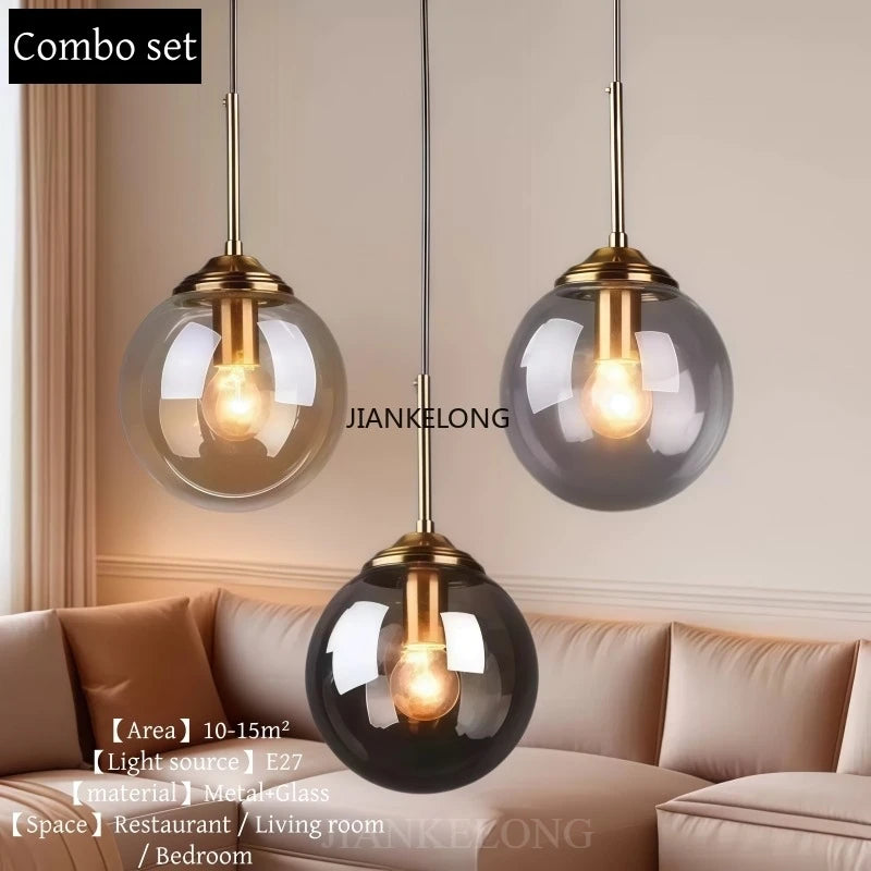Modern Luxury Glass Chandelier - Nordic Metal LED Pendant Light