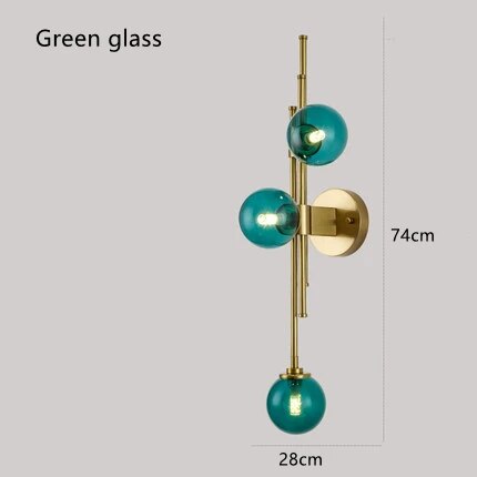 3 Heads Blue Glass Ball Postmodern Wall Lamp For Bathroom Living Room Bedside Sconce Light Fixtures House Decoration Lighting