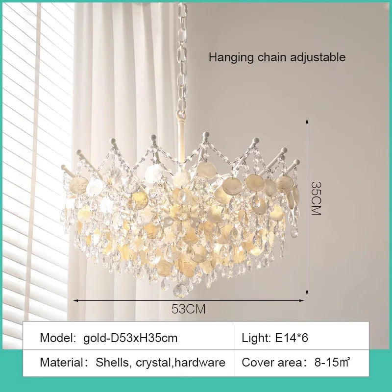 LED French Medieval Pendant Light Style Luxury Blue Crystal Chandelier for Villa Living Room Bedroom Hallway Ceiling Lamp