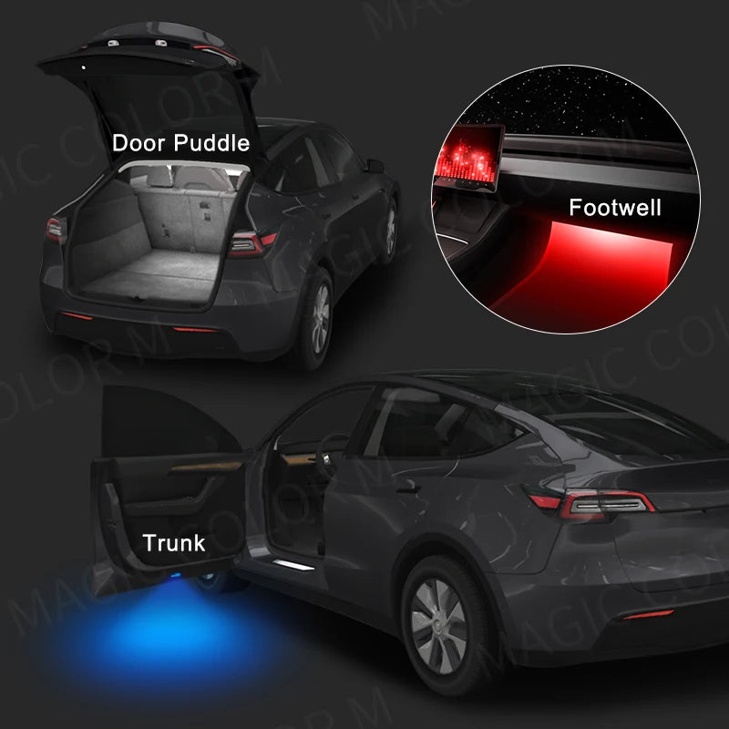 Ultra-Bright LED Interior Lights for Tesla Model 3 / Y / S / X - Footwell & Puddle Lamp