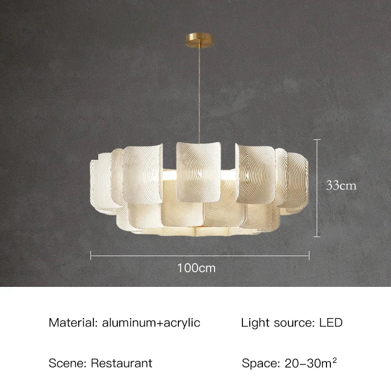 Nordic Wabi-Sabi Tiered Acrylic LED Pendant Light - White Minimalist Ceiling Chandelier Lamp Fixture for Dining Room, Kitchen Island & Lobby Decor