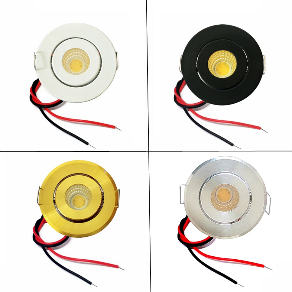 12V Mini COB LED Recessed Downlight - 3W Drive-Free Adjustable Spotlight