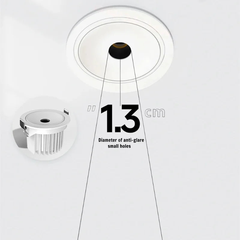 Small round hole deep anti-glare spotlights, embedded hotel living room and bedroom ceiling lights, adjustable background wall