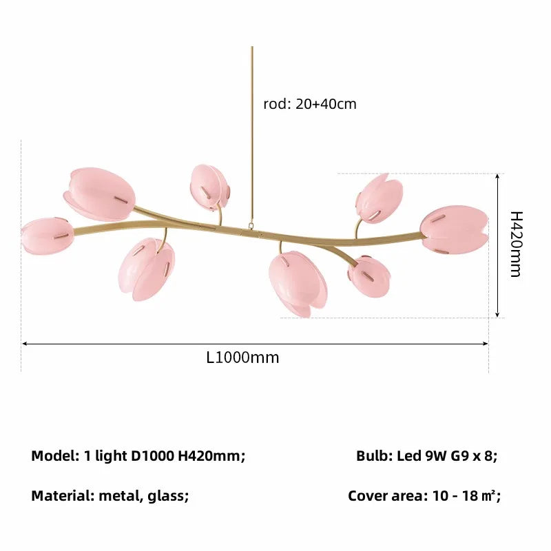 Romantic Tulip Buds G9 Chandelier Colorful Glass Shades Pendant Lights Lustre Home Decor Led Lamp Fixtures Bedroom Hanging Lamp
