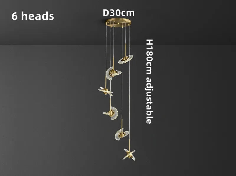 UFO Creative Personalized Staircase LED Pendant Light Modern Luxury Villa Duplex Penthouse Pendant Light Home Decoration Lamp