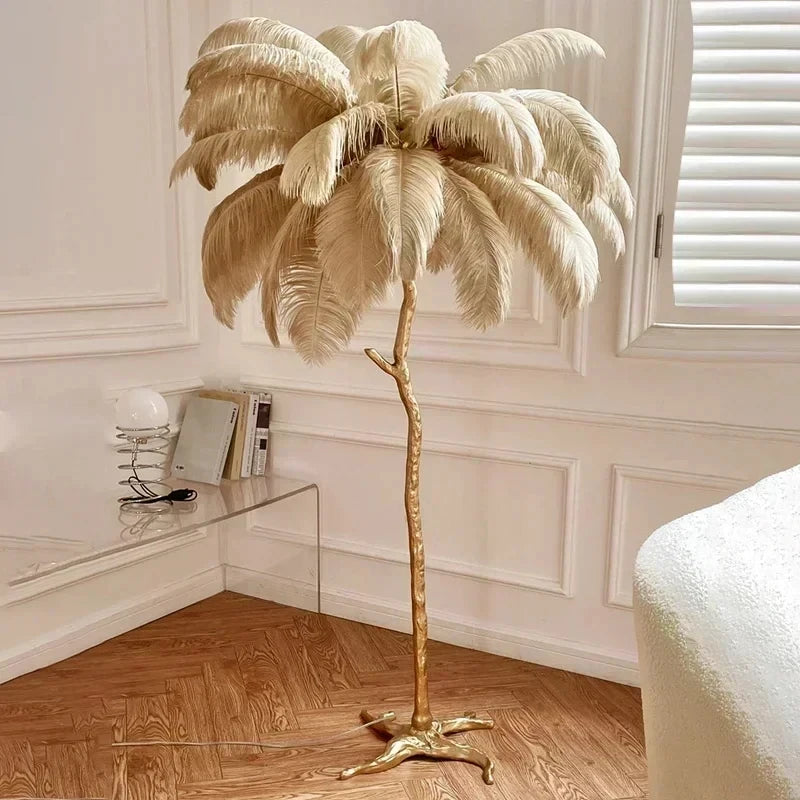 Nordic Ostrich Feather Floor Lamp - Luxury Standing Lamp for Living Room & Bedroom