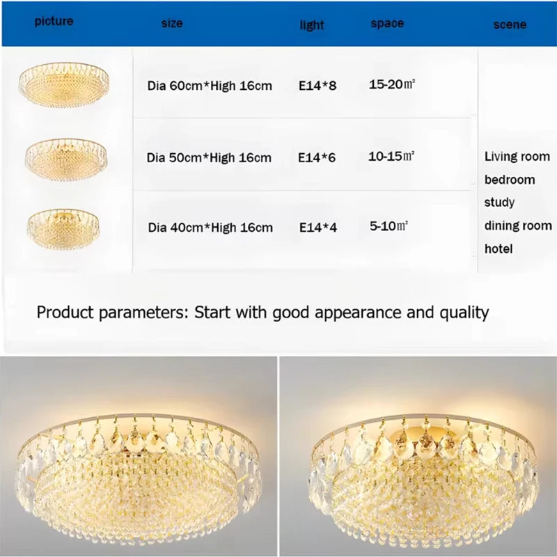 Big Luxury Crystal LED Ceiling Chandeliers for Living Room New Gold Hanging Lamps for Ceiling Modern Home Decor Lustre Lighting