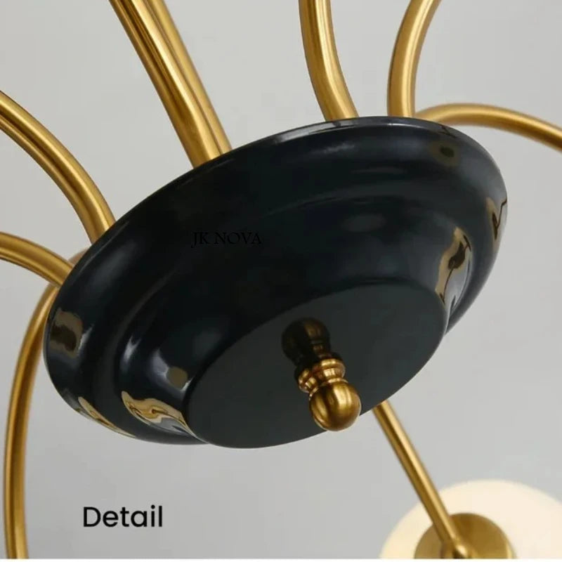 Mid-Century Retro Chandelier French Glass Ball Pengdant Lamp Bauhaus Gold/Chrome Luxury Living Room Bedroom Study Light