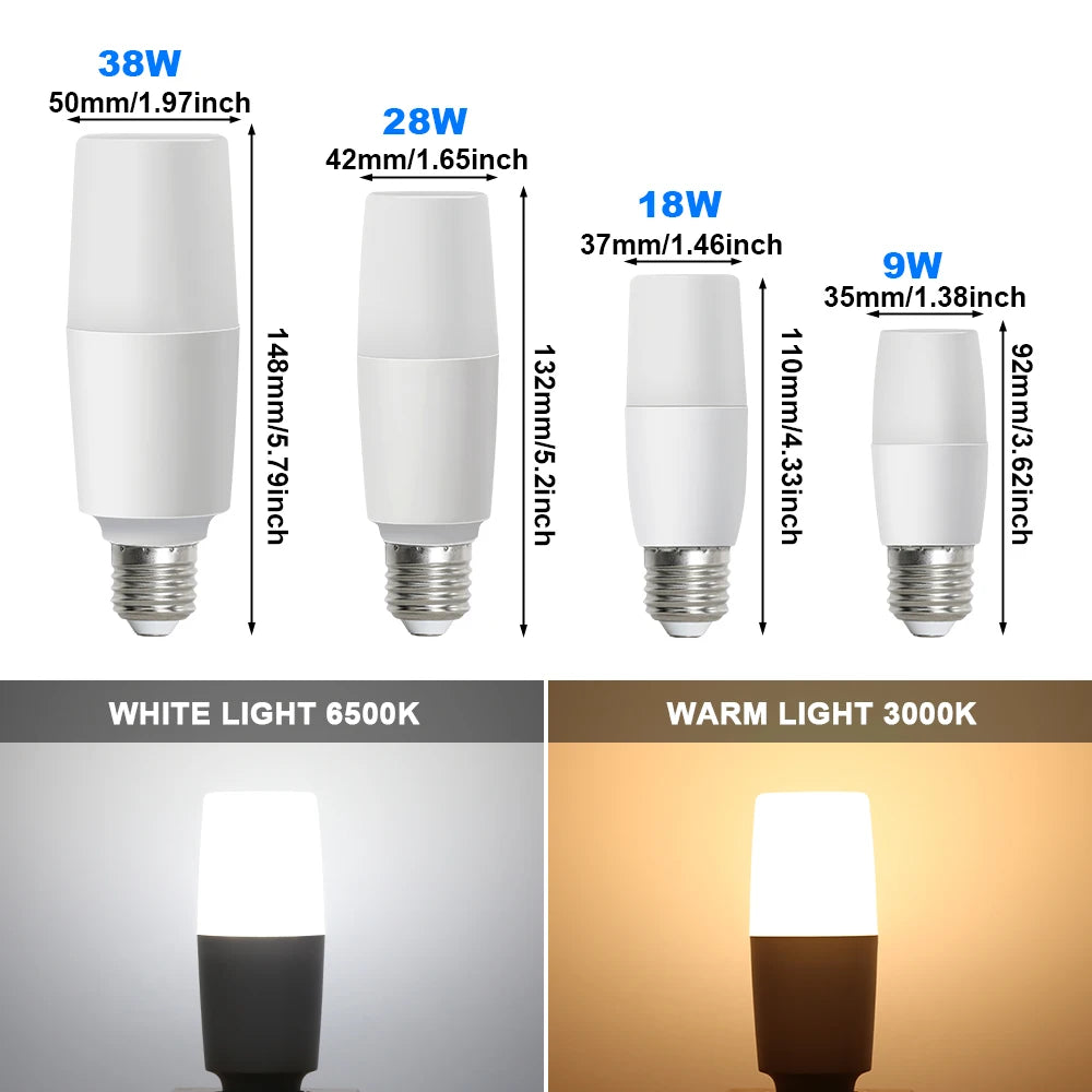 E27 Energy-Saving LED Light Bulb (9W-38W) - AC 220V High-Brightness Home Lamp