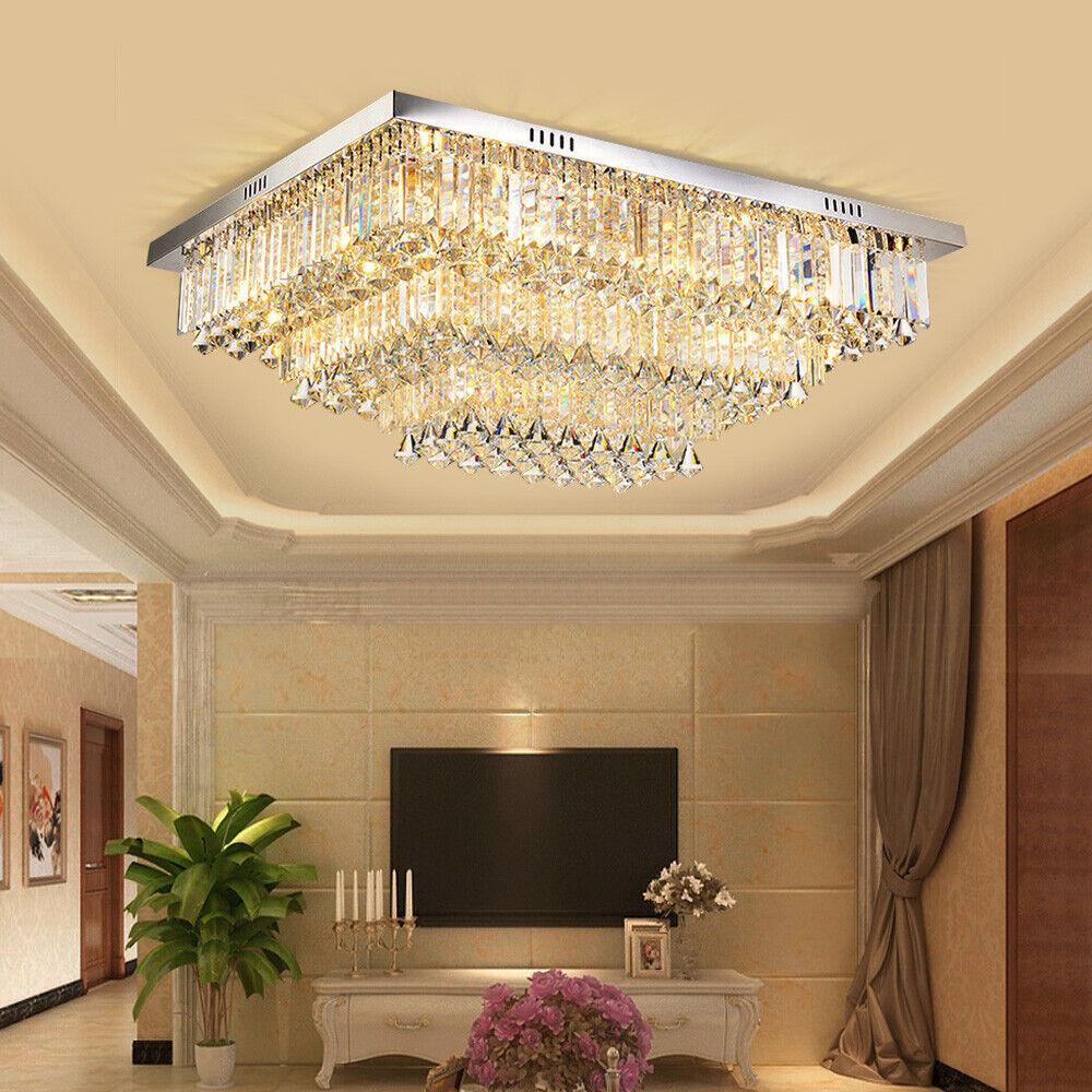 Modern Crystal Chandelier Stainless Steel LED Ceiling Lamp Pendant Light 3 Layer