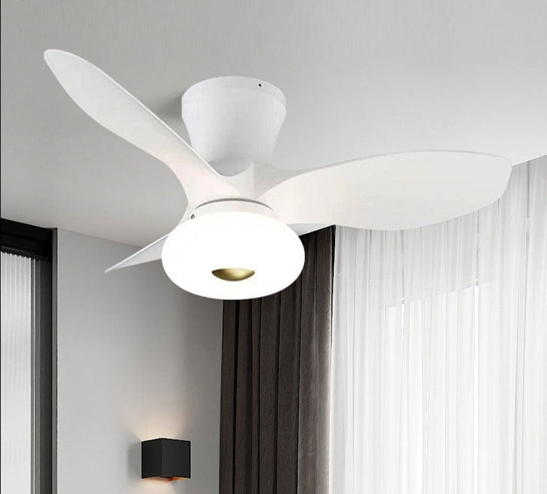 New Nordic bedroom fan light ultra-thin frequency conversion mute restaurant ceiling fan light children's room bedroom fan lamp
