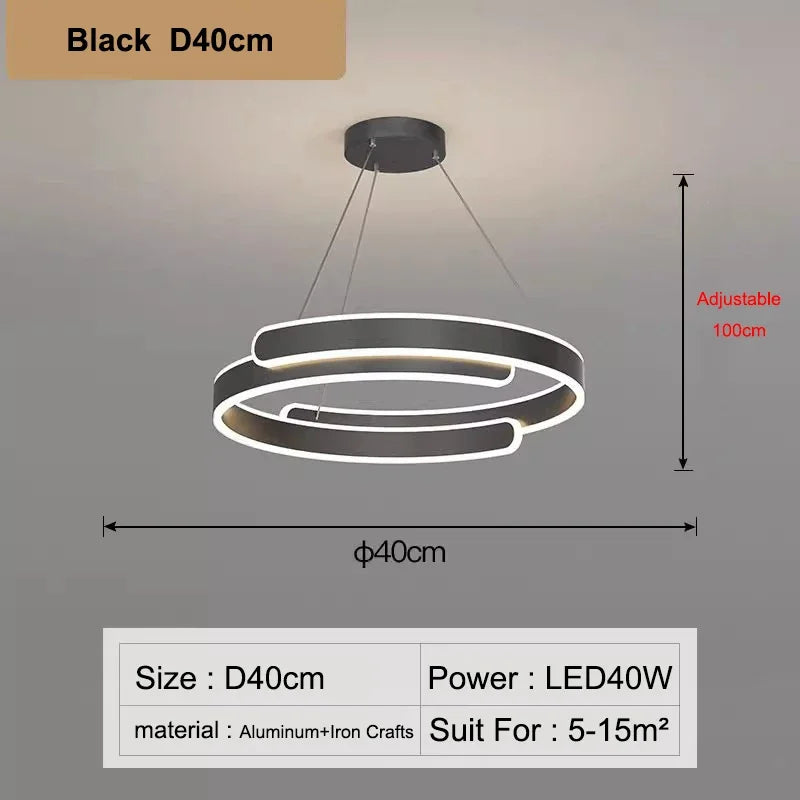 Simple Modern Living Room Pendant Light Creamy Style High-end Atmospheric Bedroom Light LED Nordic Study Circular Ring Lamp