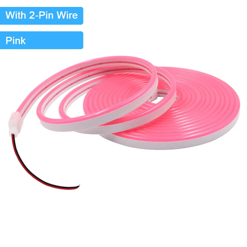 12V/24V Waterproof Flexible LED Neon Strip Light (6x12mm Silicone Rope) - DIY Neon Sign Light with DC Plug / 2-Pin Wire Option