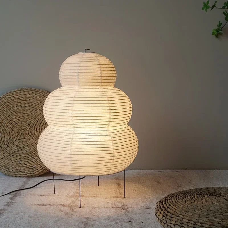 Japanese Design Akari Noguchi Table Lamp - White Rice Paper Desk Light