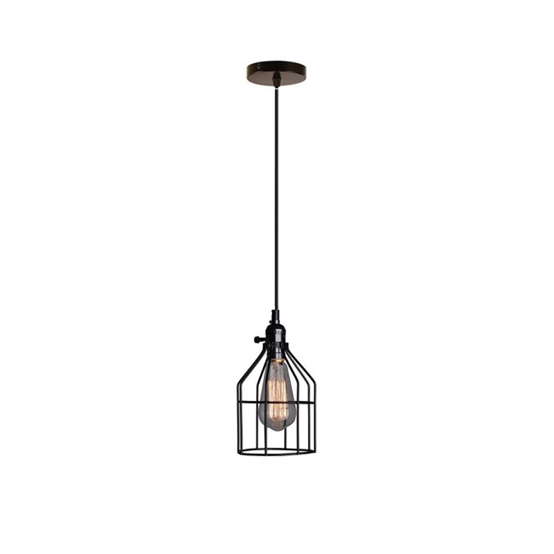 Modern Cage Pendant Light E27 Iron Minimalist Vintage Scandinavian Loft Pyramid Pendant Lamp Metal Hanging Ceiling Lamp Fixtures