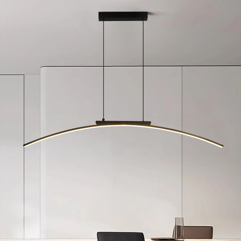 Contemporary LED Arc Pendant Light - Sleek Hanging Lamp for Dining Room