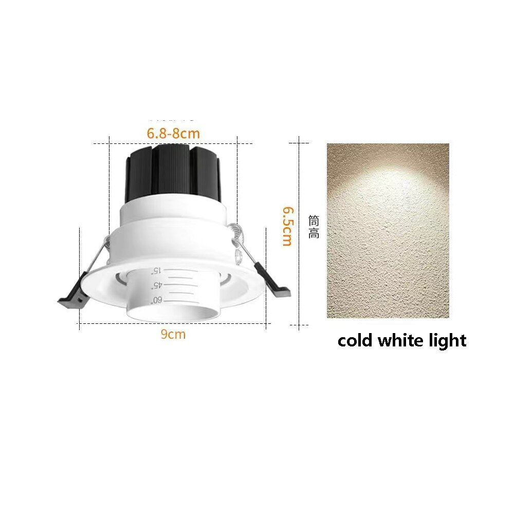 LED Recessed Spotlight Commercial Lighting Downlight Telescopic Focusing Spotlight Home Living Room COB Spotlight
