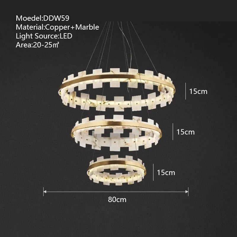 Modern LED Chandeliers Lighting For Living Room Foyer Bedroom Restaurant Pendant Lamps Natural Marble Decoration Lustre Fixtures