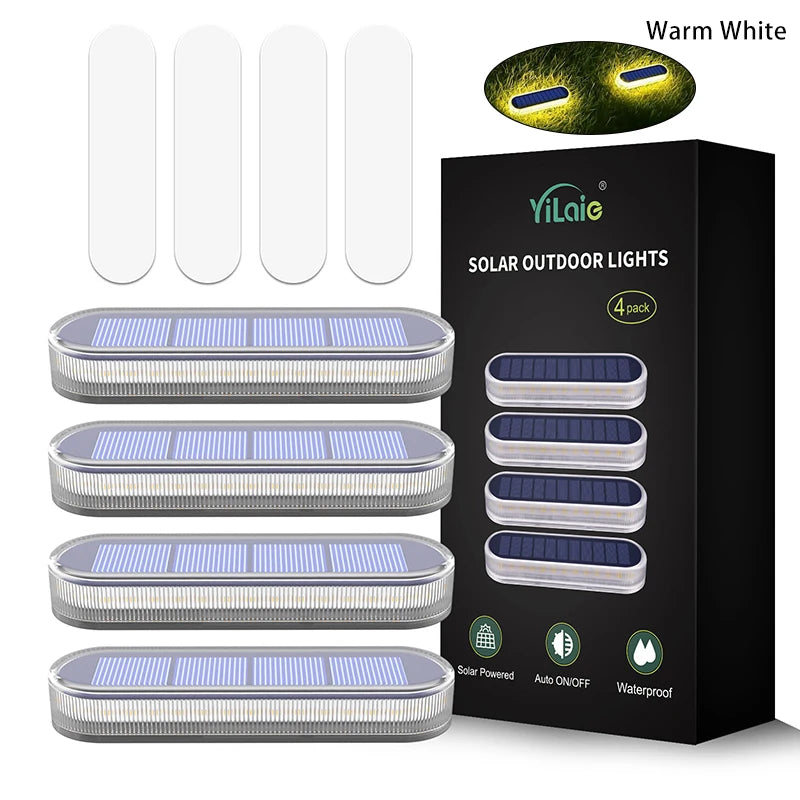 Solar Deck Lights IP68 Waterproof Outdoor LED - Wireless Stick-On Step & Dock Light