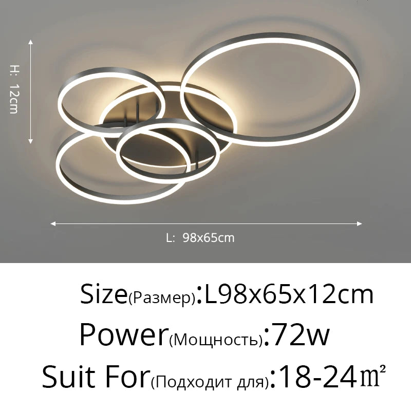 Modern Round Design Ceiling Lights For Living Room Bedroom Gold White Coffee Painted Circle Rings Lighting Fixtures Luminaire