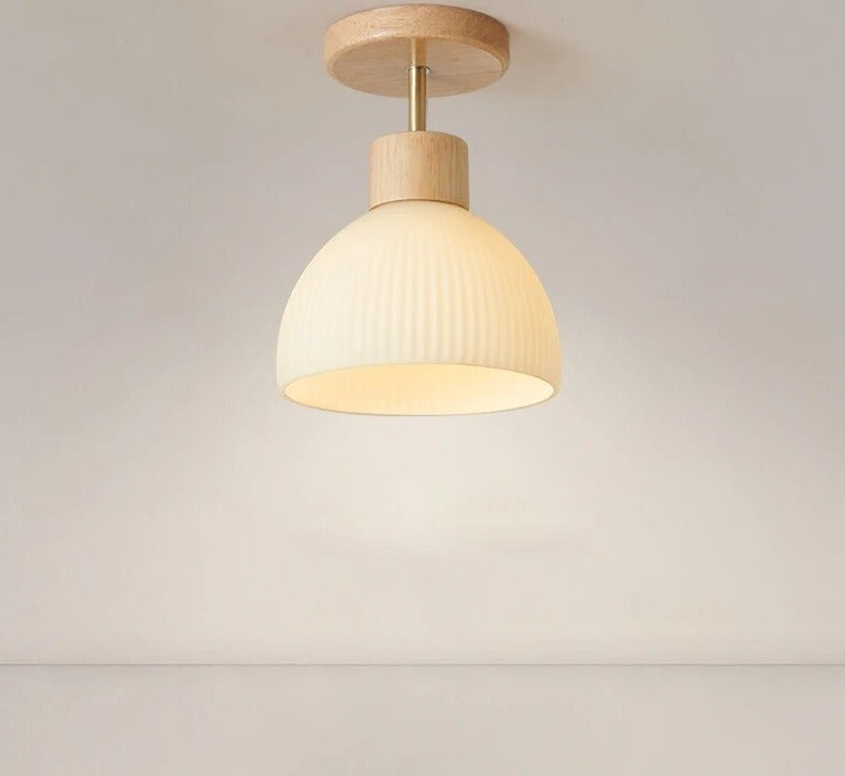 BOTIMI Wooden Ceiling Lights For Corridor White Glass Lampshade Dressing Room Surface Mounted wood Lamp Indoor Lighting