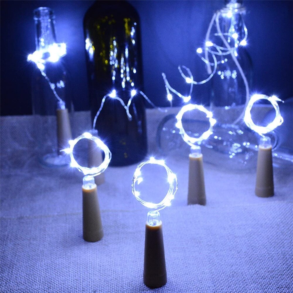 LED Wine Bottle Lights 2M 20LEDs Cork Shape Copper Wire Colorful Mini String Lights For Christmas Tree Wedding Party Decor Bottl