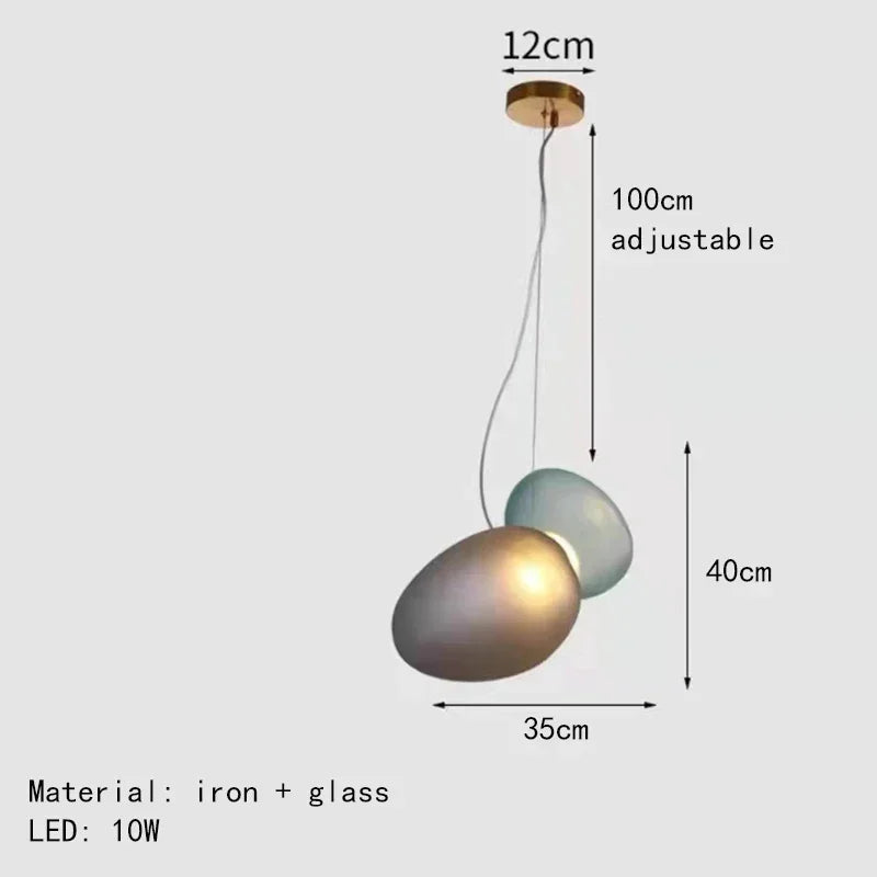 Nordic Creative Cobblestone Glass LED Pendant Chandelier for Restaurant Kitchen Bedroom Bedside Hotel Indoor Decor Lighting 2026