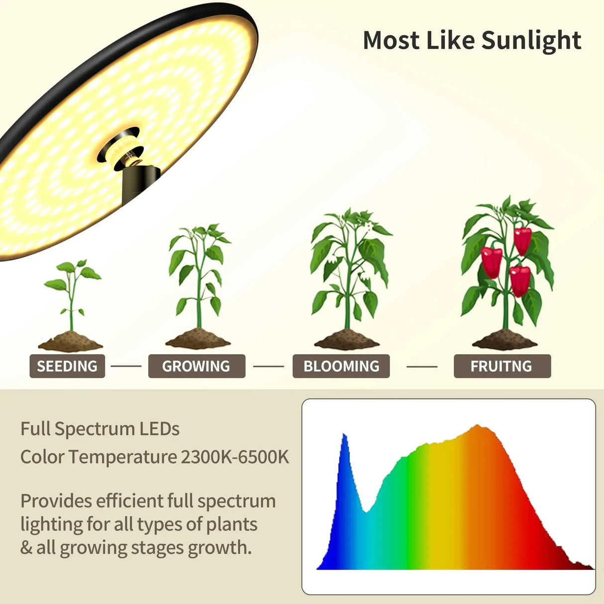 24W Growing Lamp,Floor Plant Light for Indoor Plants,10 Dimmable Brightness,Automatic On/Off Timer,Ideal for Tall Small Plants