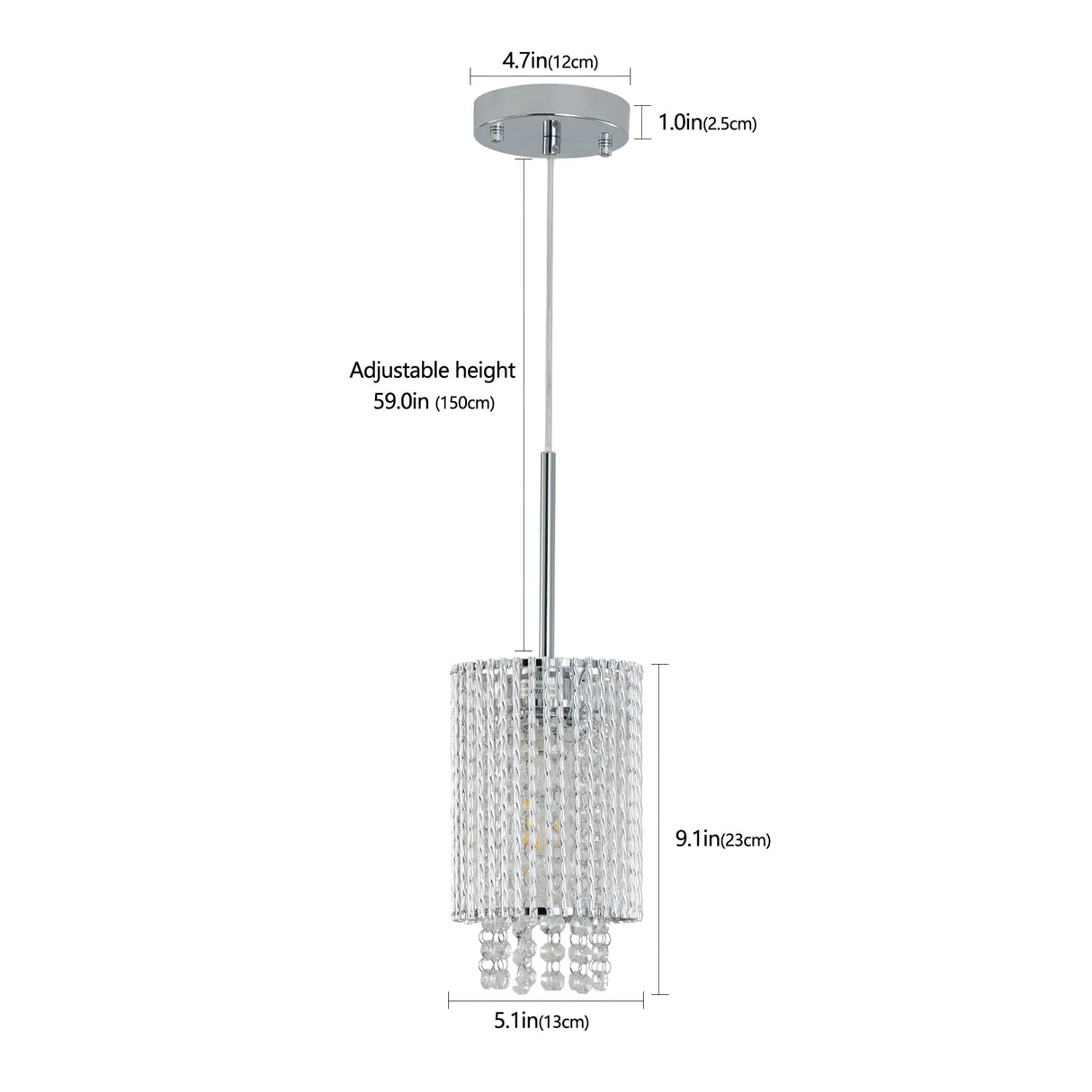 Luxury Modern Crystal Pendant Light 3-Pack Adjustable Chrome Hanging Ceiling Fixture with Clear Beads, Elegant Design
