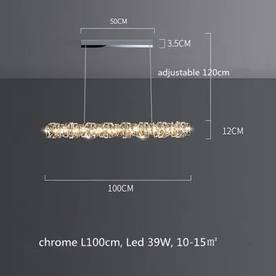 Modern Luxury K9 Crystal Led Dimmable Pendant Lights Living Dining Room Ring Hanging Lamp Lustre Led Suspend Lamp Decor Fixture