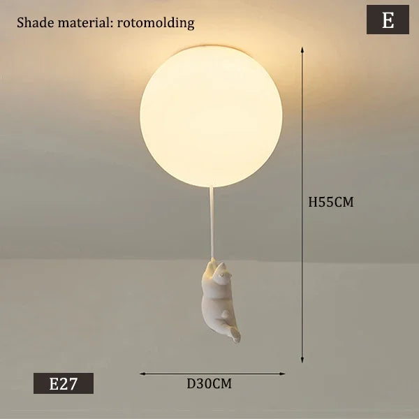 Designer Polar Bear Cartoon Pendant Chandelier - LED Resin Kid's Room Light