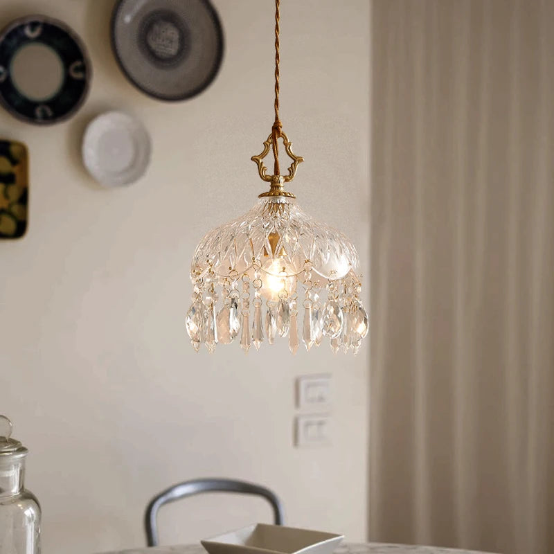 Vintage French Glass Pendant Lamp | Luxury Art Deco Ceiling Chandelier for Bedroom & Bar