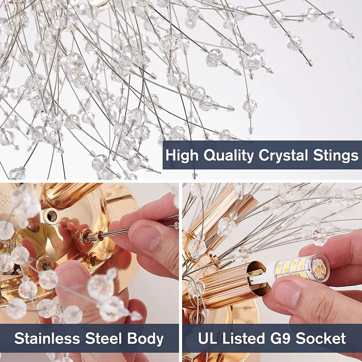 Modern Luxury Living Room Crystal LED chandelier Dandelion Firefly Bedroom Light Lighting Ceiling Pendant Lamp Home Decoration