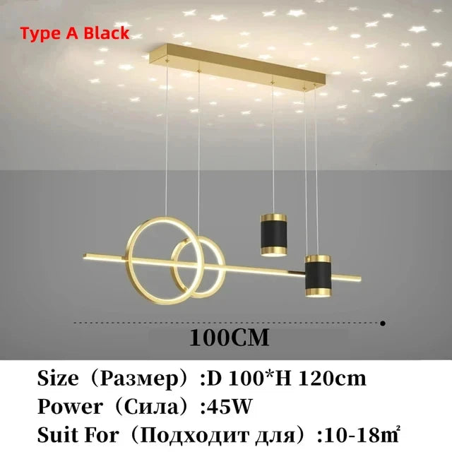 Modern Dining Room LED Pendant Light with Remote Control Dimmable Dining Table Hanging Lamp 90-260v Home Decor Chandelier Lights