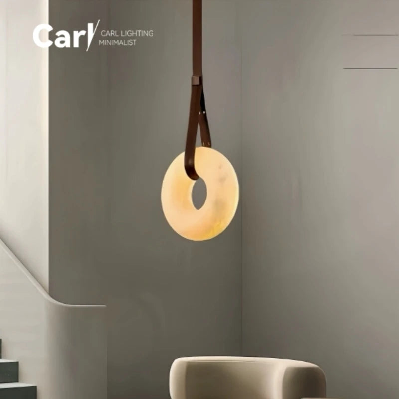 Spanish High-end Light Luxury Natural Marble Pendant Light Living Room Bedroom Background Wall Study Decoration Pendant Light
