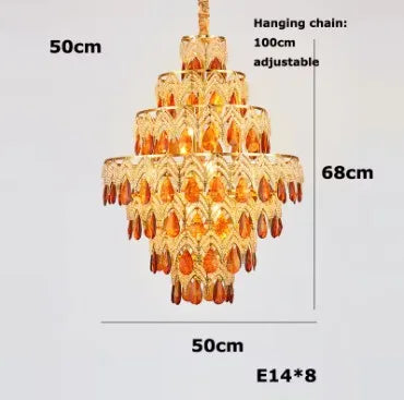 Postmodern K9 Crystal Peacock Chandelier - Luxury Golden LED Ceiling Light