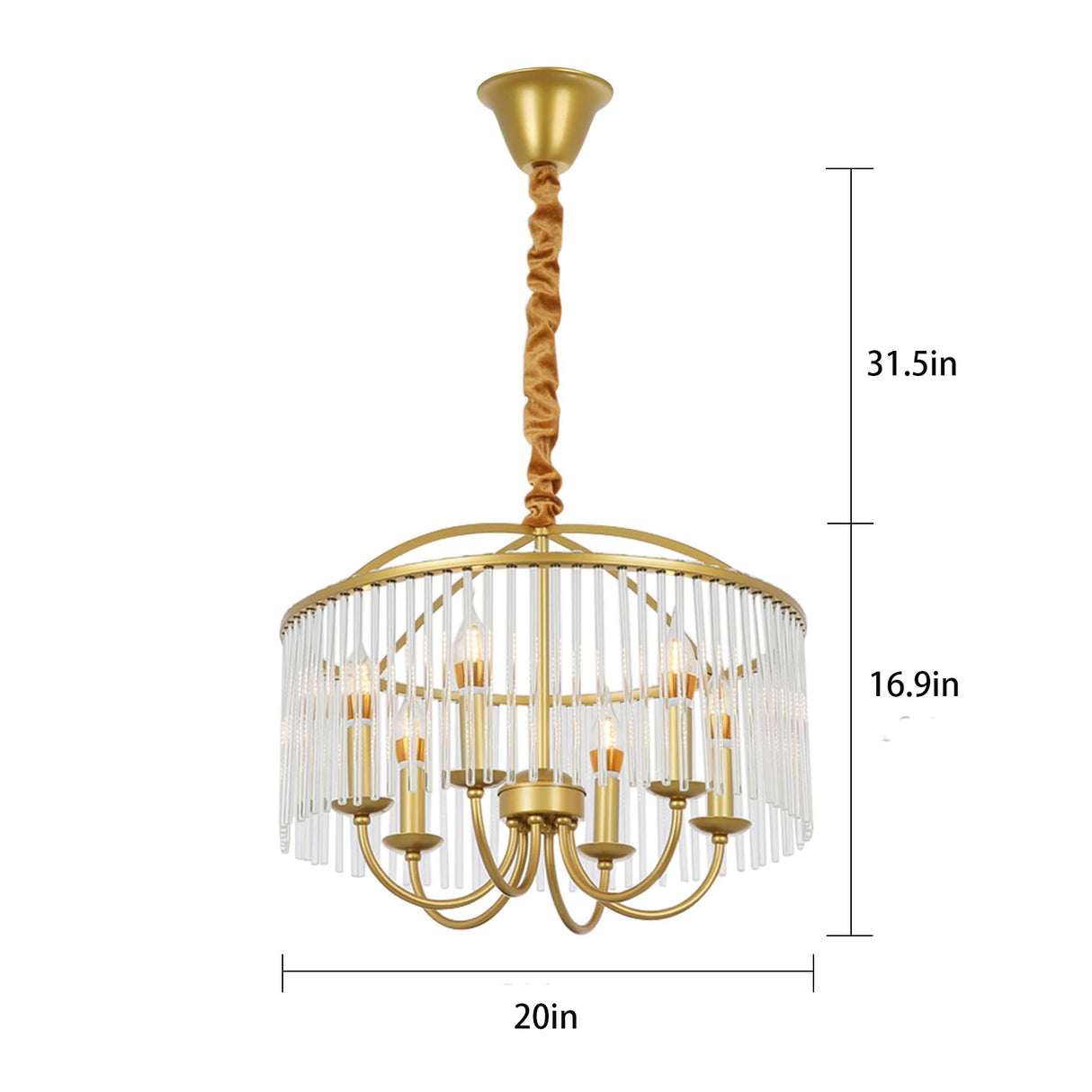 Pendant Light Ceiling Mounted Light Crystal 6-Light Pendant Lamp Vintage Retro Ceiling Hanging Light Fixture