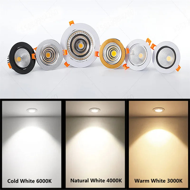 Dimmable Living room bedroom dining room spot light Led Downlight Light Ceiling Spot 3w 5w 7w 9w 12w 15w 18w AC85-230V Recessed