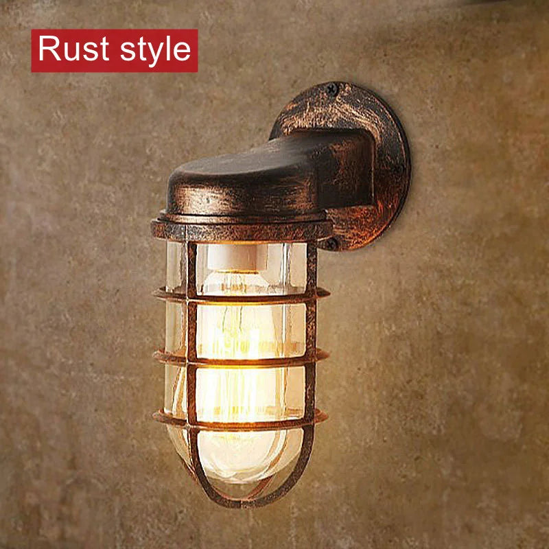 Retro Industrial Wall Lamp for Loft Coffee Bar Corridor Aisle Waterproof Outdoor Sconce Antique E27 Exterior Led Lights Fixture