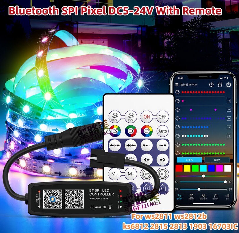 Magic Home DC5V 12V 24V Bluetooth-compatible Wireless WiFi Controller,RGB/RGBW IR RF LED Controller for WS2811 WS2812 Led Strip